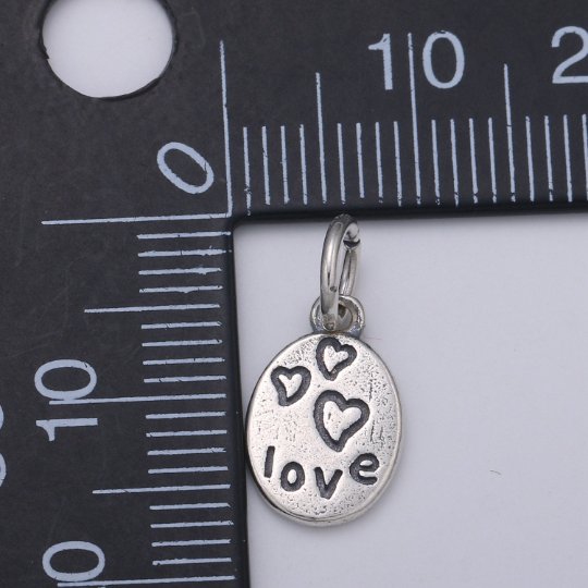 925 Sterling Silver Lots of Love Charm, Message Charm Silver Heart Charm for Necklace Bracelet Earring, Couple Charm SL-177 - DLUXCA
