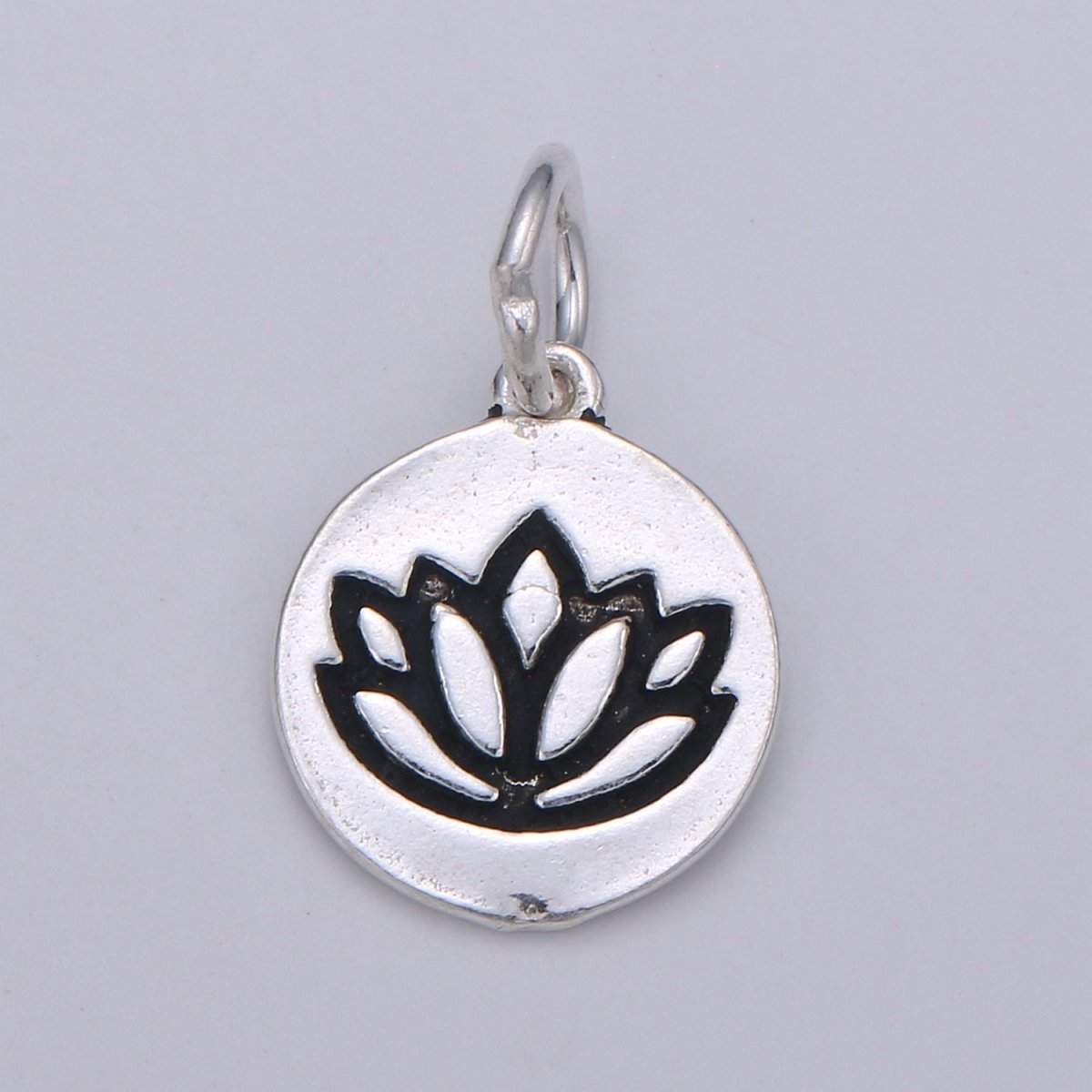 925 Sterling Silver Lotus Flower Charm, Floral Charm Silver Flower Charm for Necklace Bracelet Earring, Lotus Charm SL-097 - DLUXCA