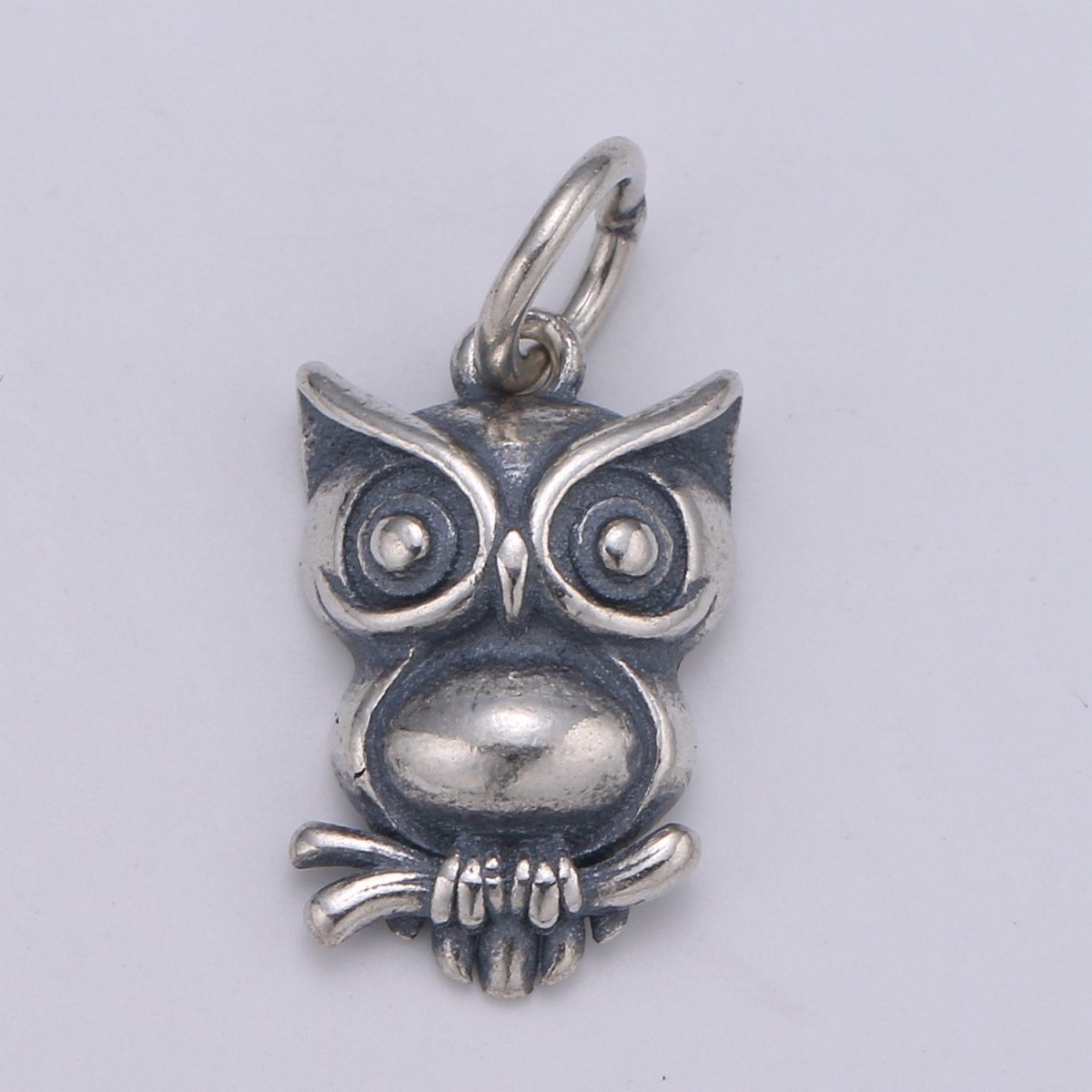 925 Sterling Silver Owl Charm, Animal Charm Silver Baby Owl Charm for Necklace Bracelet Earring, NIght Owl Charm SL-095 - DLUXCA