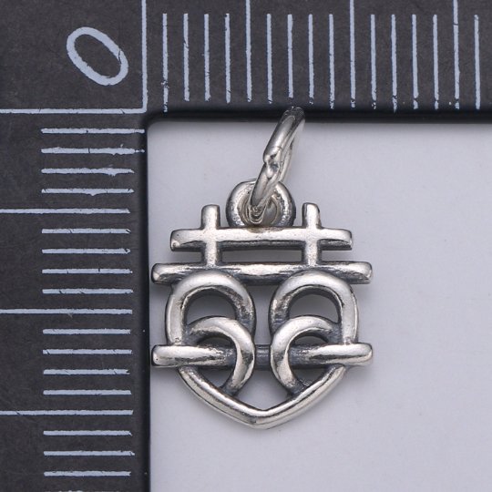 925 Sterling Silver Petzel Heart Charm, Symbol Charm Silver Designer Heart Charm for Necklace Bracelet Earring, Good Luck Charm, SL-HJ-78 - DLUXCA