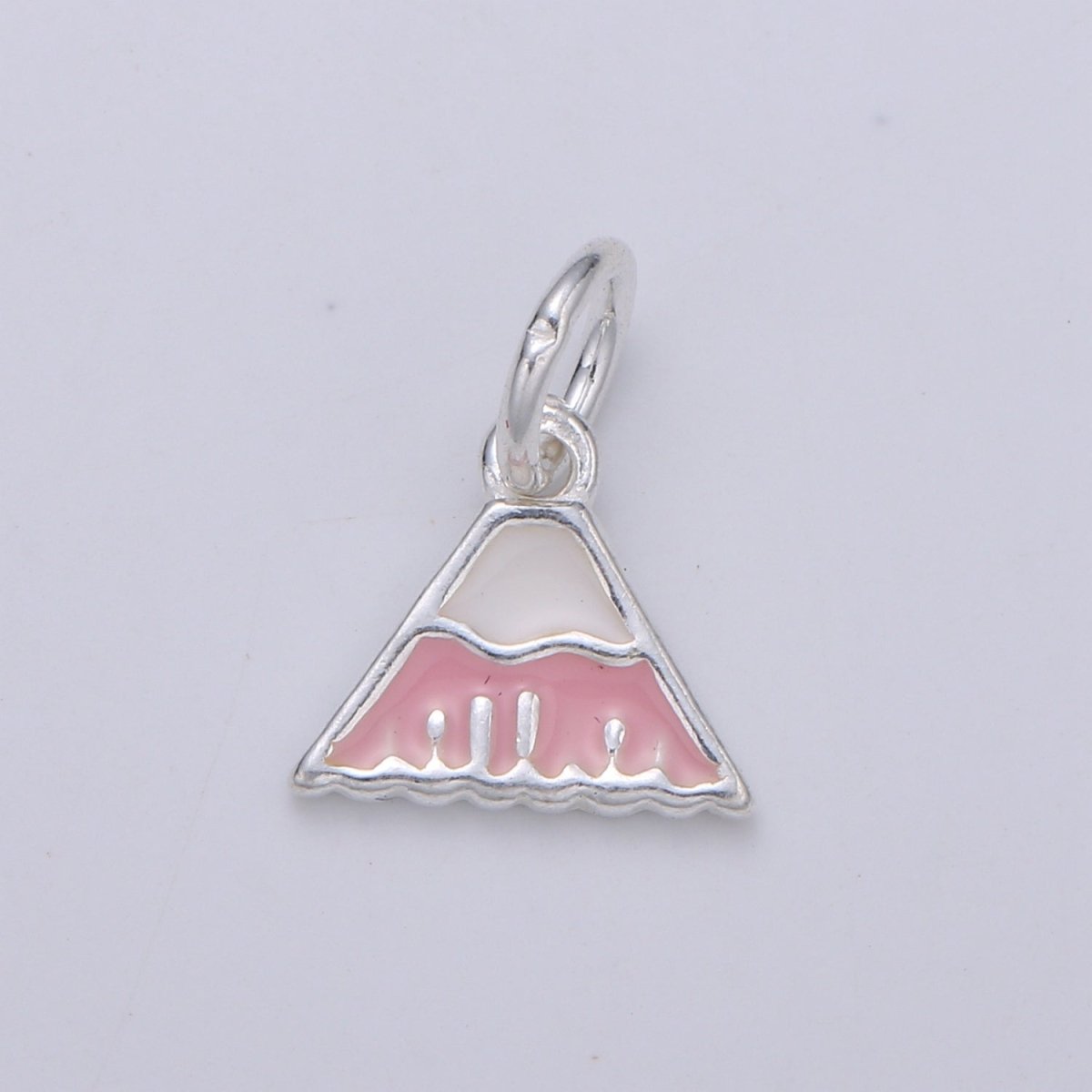 925 Sterling Silver Pink Volcano Charm, Vacation Charm Silver Bag Charm for Necklace Bracelet Earring, Purse Charm SL-052 - DLUXCA