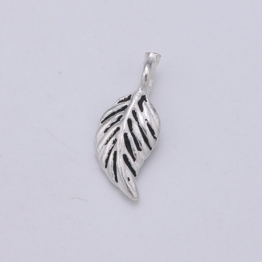925 Sterling Silver Plant Leaf Charm, Nature Charm Silver Leaf Charm for Necklace Bracelet Earring, Plant Charm SL-168 - DLUXCA