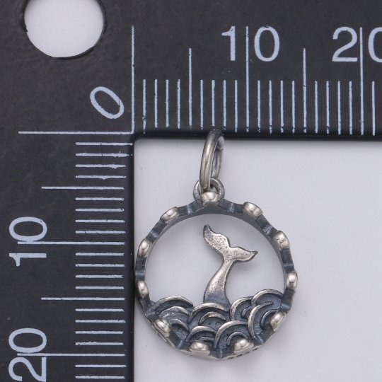 925 Sterling Silver Queen of the Sea Charm, Beach Charm Silver Whale Tail Charm for Necklace Bracelet Earring, Animal Charm SL-186 - DLUXCA