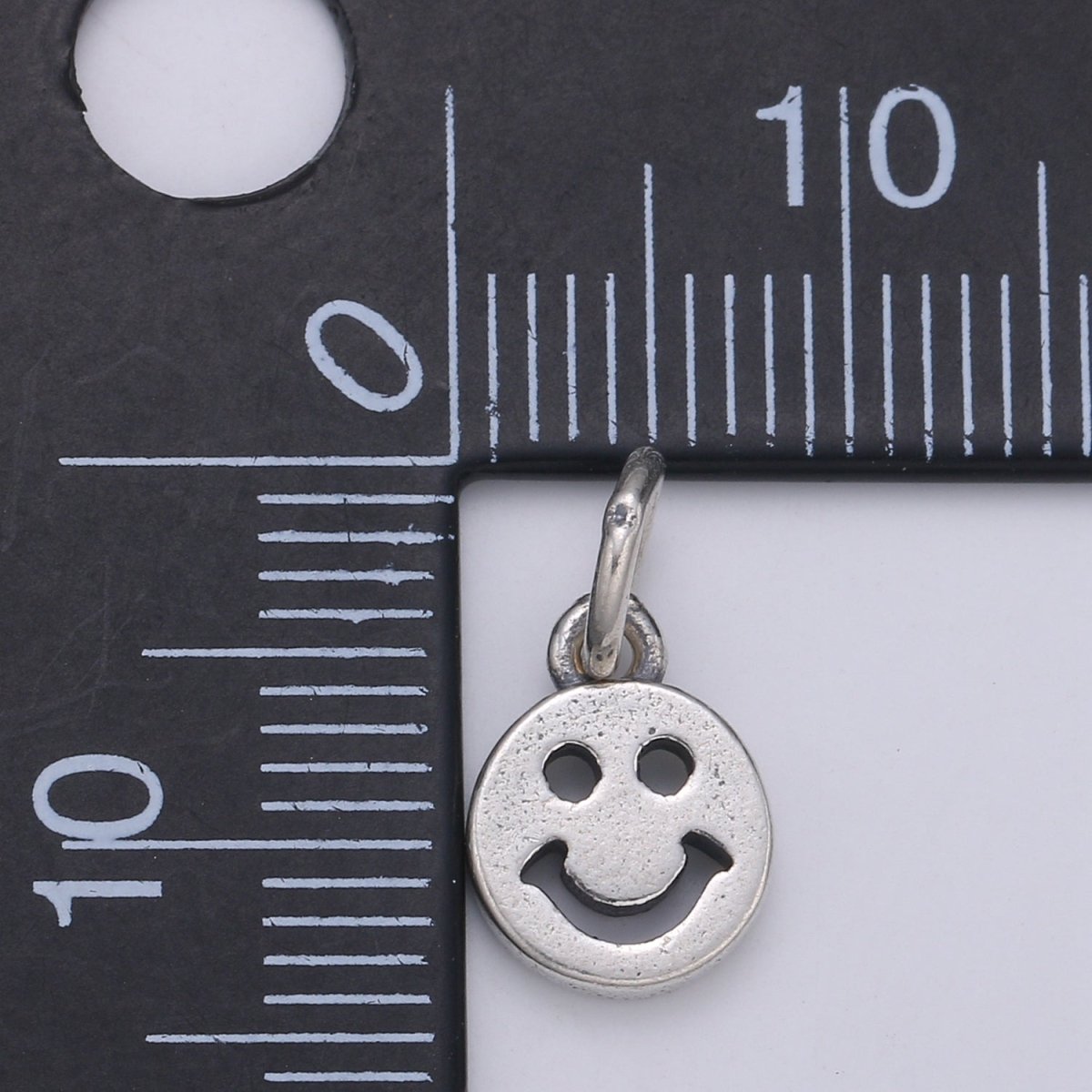 925 Sterling Silver Small Happy Face Charm, Message Charm Silver Happy Face Charm for Necklace Bracelet Earring, Happy Charm SL-148 - DLUXCA