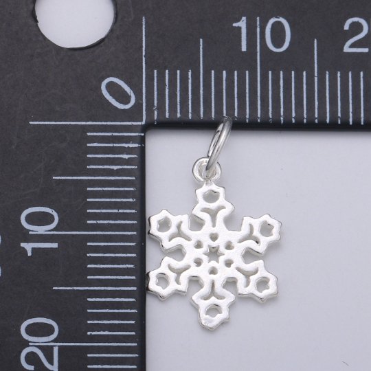 925 Sterling Silver Snowflake Charm, Nature Charm Silver Winter Charm for Necklace Bracelet Earring, Christmas Charm SL-175 - DLUXCA