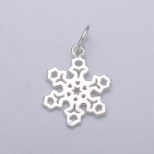 925 Sterling Silver Snowflake Charm, Nature Charm Silver Winter Charm for Necklace Bracelet Earring, Christmas Charm SL-175 - DLUXCA