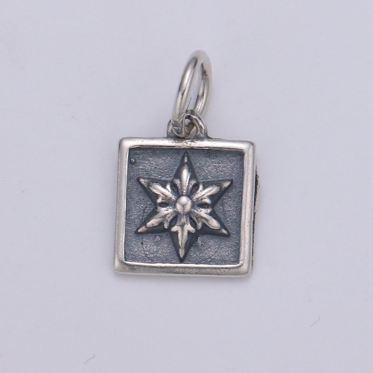 925 Sterling Silver Snowflake Charm, Square Charm Flower Charm for Necklace Bracelet Earring, Lily Flower Charm SL-065 SL-066 SL-067 - DLUXCA