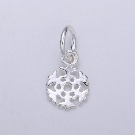 925 Sterling Silver Snowflake Charm, Winter Charm Silver Snow Charm for Necklace Bracelet Earring, Christmas Charm SL-145 - DLUXCA