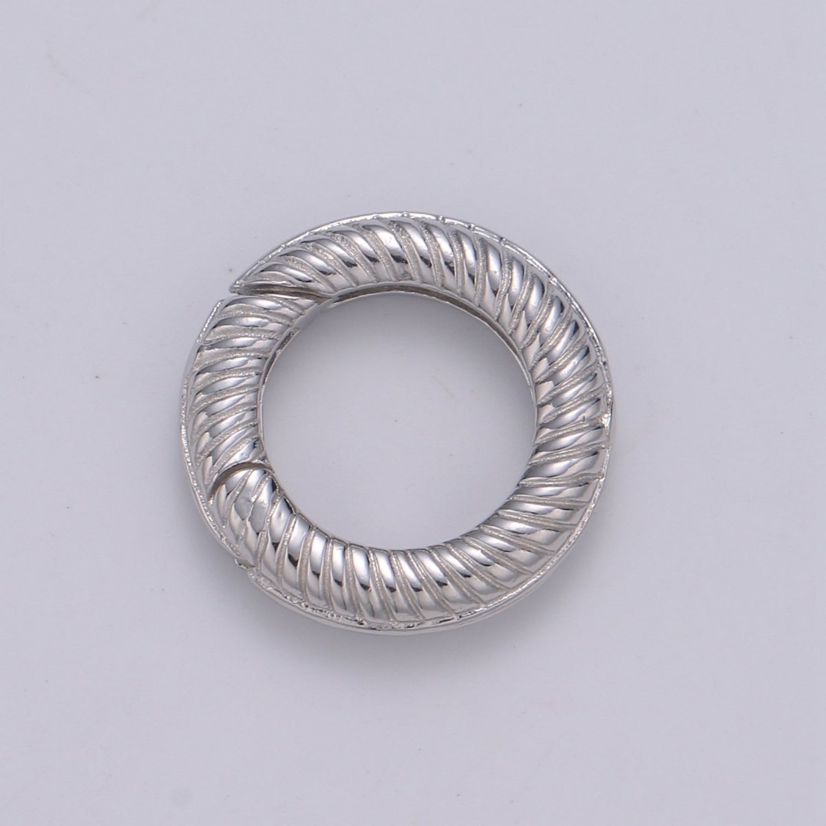 925 Sterling Silver Spring Gate Rope Ring, 16 mm Twisted Push Gate ring, Charm Holder Clasp for Connector, Wristlet Holder SL-249 - DLUXCA
