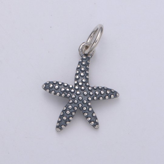 925 Sterling Silver Starfish Charm, Animal Charm Silver Star Fish Charm for Necklace Bracelet Earring, Beach Charm, SL-HJ-154 - DLUXCA