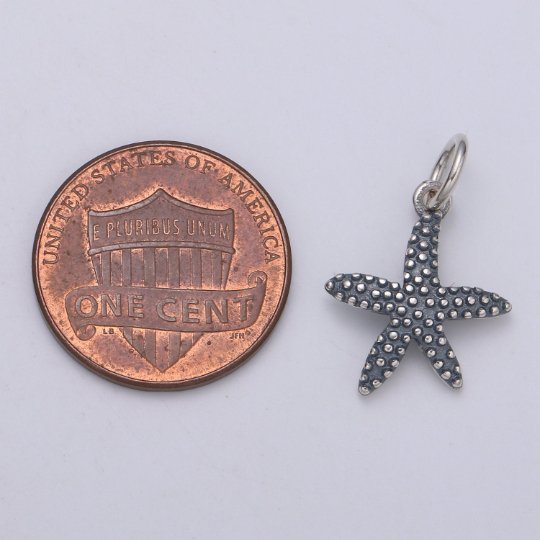 925 Sterling Silver Starfish Charm, Animal Charm Silver Star Fish Charm for Necklace Bracelet Earring, Beach Charm, SL-HJ-154 - DLUXCA