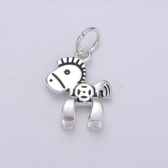 925 Sterling Silver Toy Horse Charm, Toy Charm Silver Pony Charm for Necklace Bracelet Earring, Ponny Kids Charm SL-144 - DLUXCA