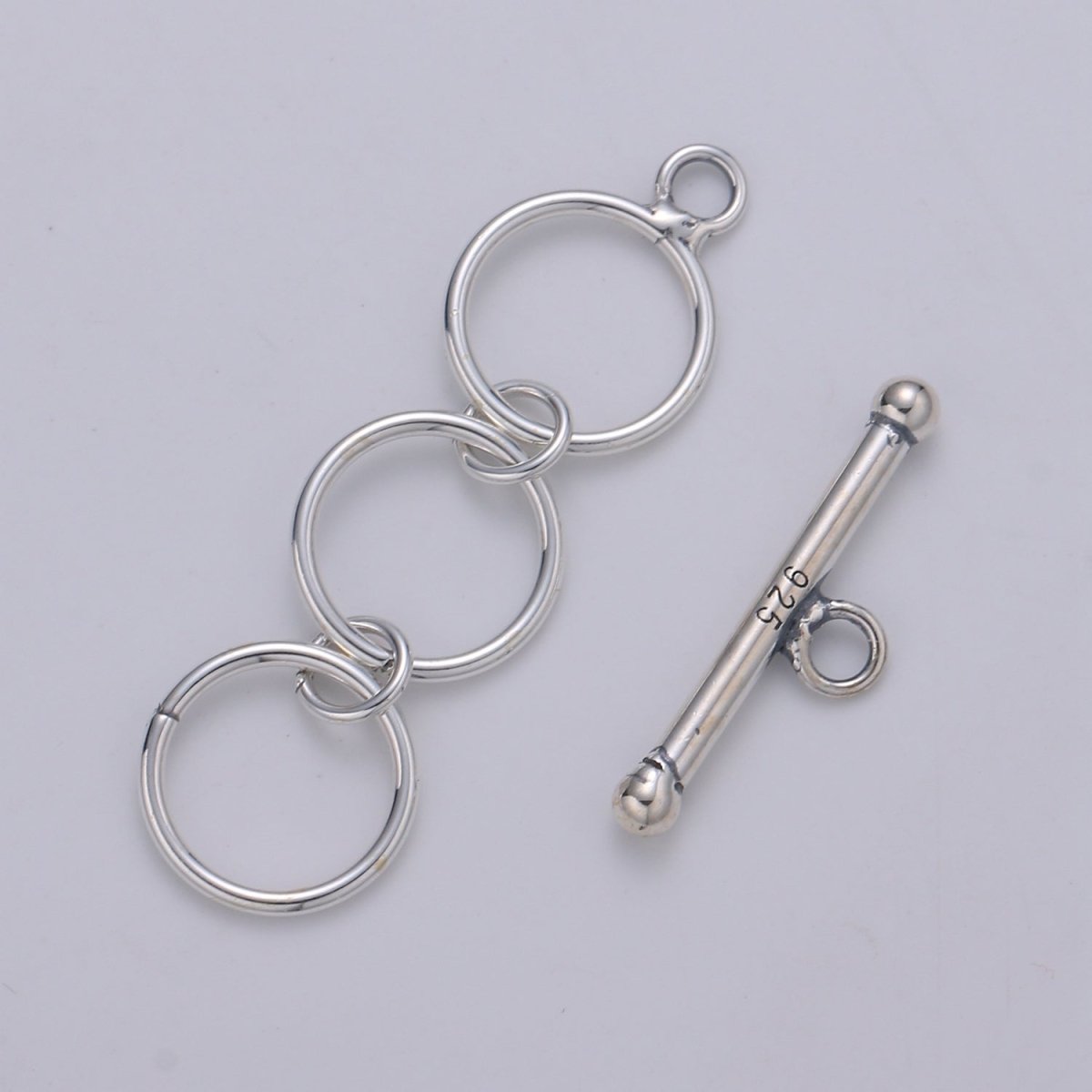 925 Sterling Silver Triple Ring Clasp, Circle and Toggle Clasp for necklace, bracelet, DIY Jewelry making SL-253 - DLUXCA