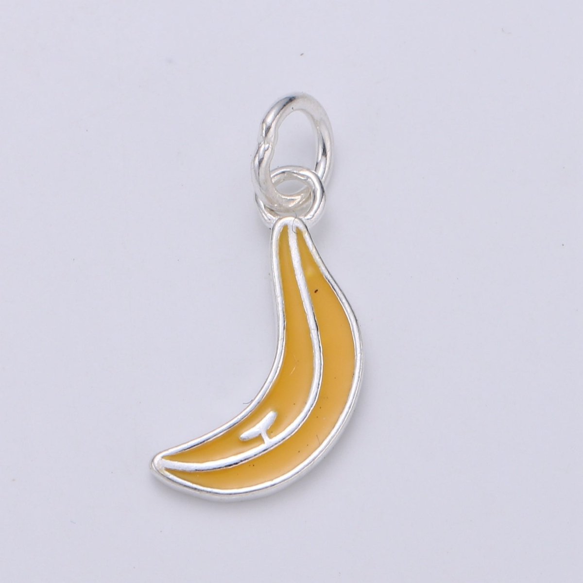 925 Sterling Silver Yellow Banana Charm, Fruit Charm Silver Yellow Charm for Necklace Bracelet Earring, Banana Charm SL-049 - DLUXCA