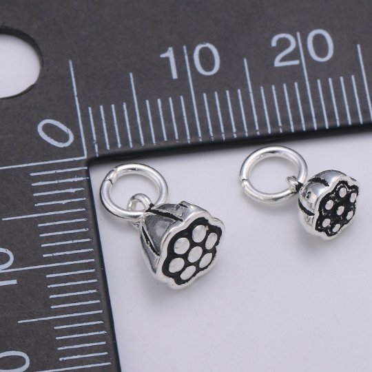 925 Sterling SilverLotus Sheed Pod Shaped Flowers Charm, Flower Charm Floral Charm for Necklace Bracelet Earring, Bell Flower Charm, SL-HJ-69/70 - DLUXCA