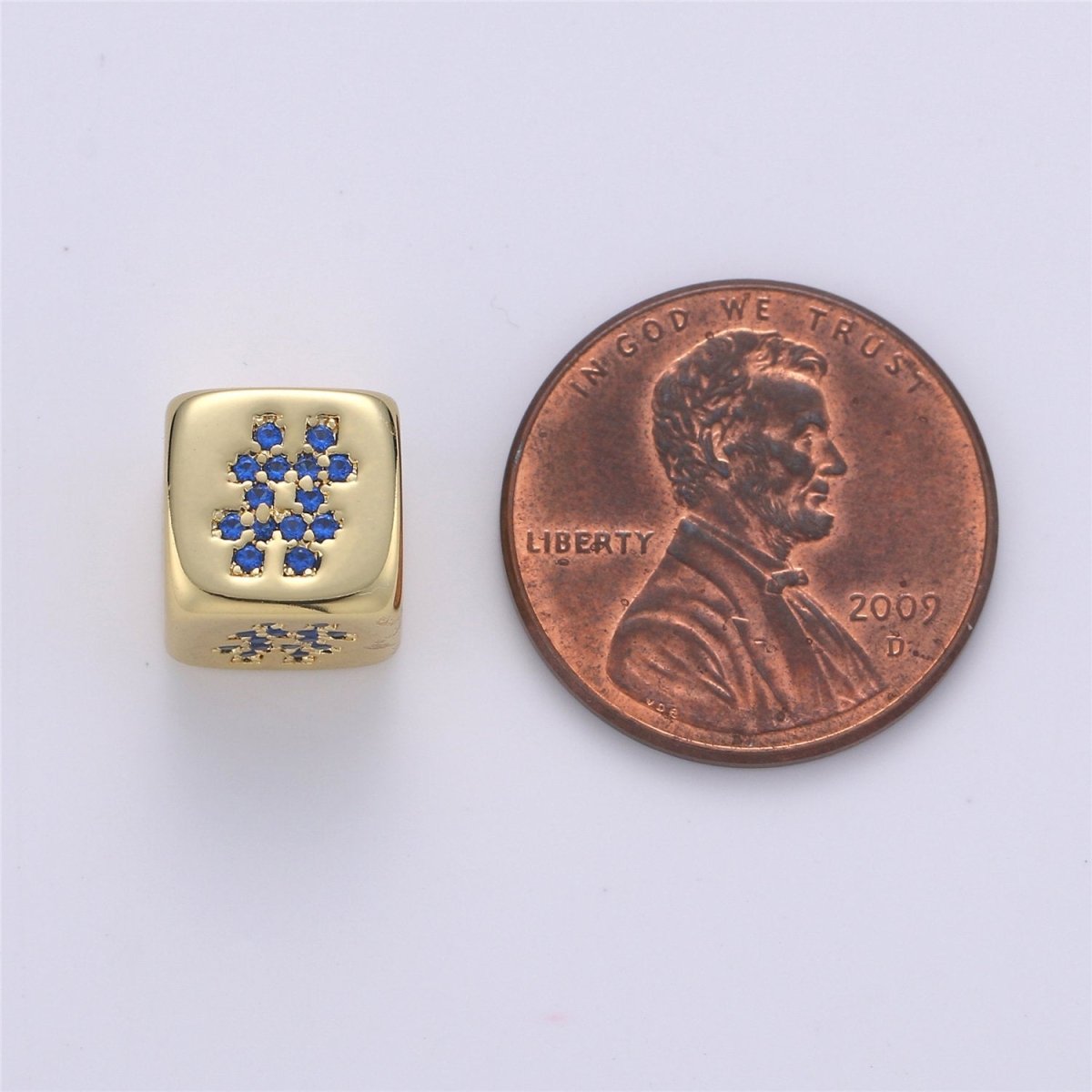 9mm Gold Filled Hashtag Bead # Bead for Bracelet Necklace Component Big Hole Bead 4mm Large Hole Bead B-253 - DLUXCA