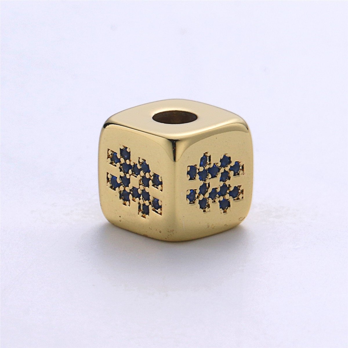 9mm Gold Filled Hashtag Bead # Bead for Bracelet Necklace Component Big Hole Bead 4mm Large Hole Bead B-253 - DLUXCA