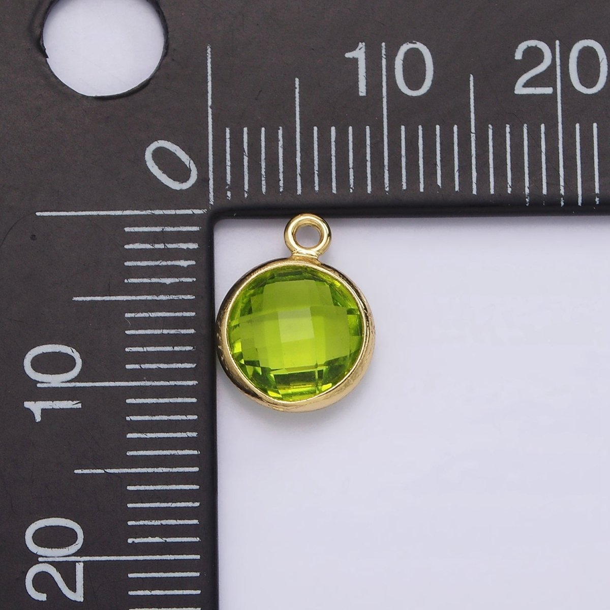 9mm Round BIRTHSTONE Cubic Zirconia Circle Gold Charm Add on Component For Jewelry Making | N-1209 N-1210 - DLUXCA