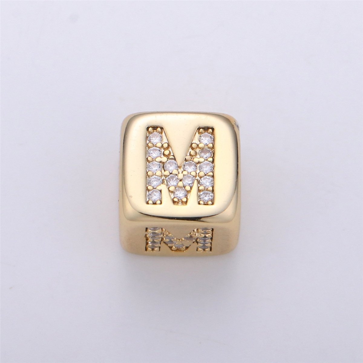 9x9mm Gold Initial Letter Beads, Alphabet Beads, Initial Beads, Alphabet Blocks Micro Pave Initial Block Charm for Bracelet Necklace Supply A-043 to A-055 - DLUXCA
