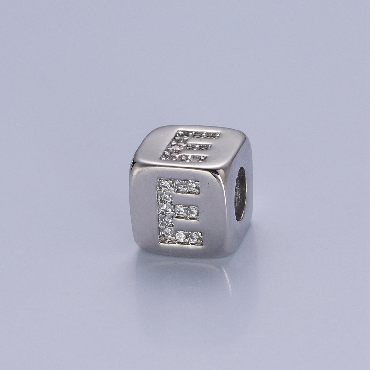 9x9mm Silver Initial Letter Beads, Alphabet Beads, Initial Beads, Alphabet Blocks Micro Pave Initial Block Charm for Bracelet Necklace Supply W-866 to W-891 - DLUXCA