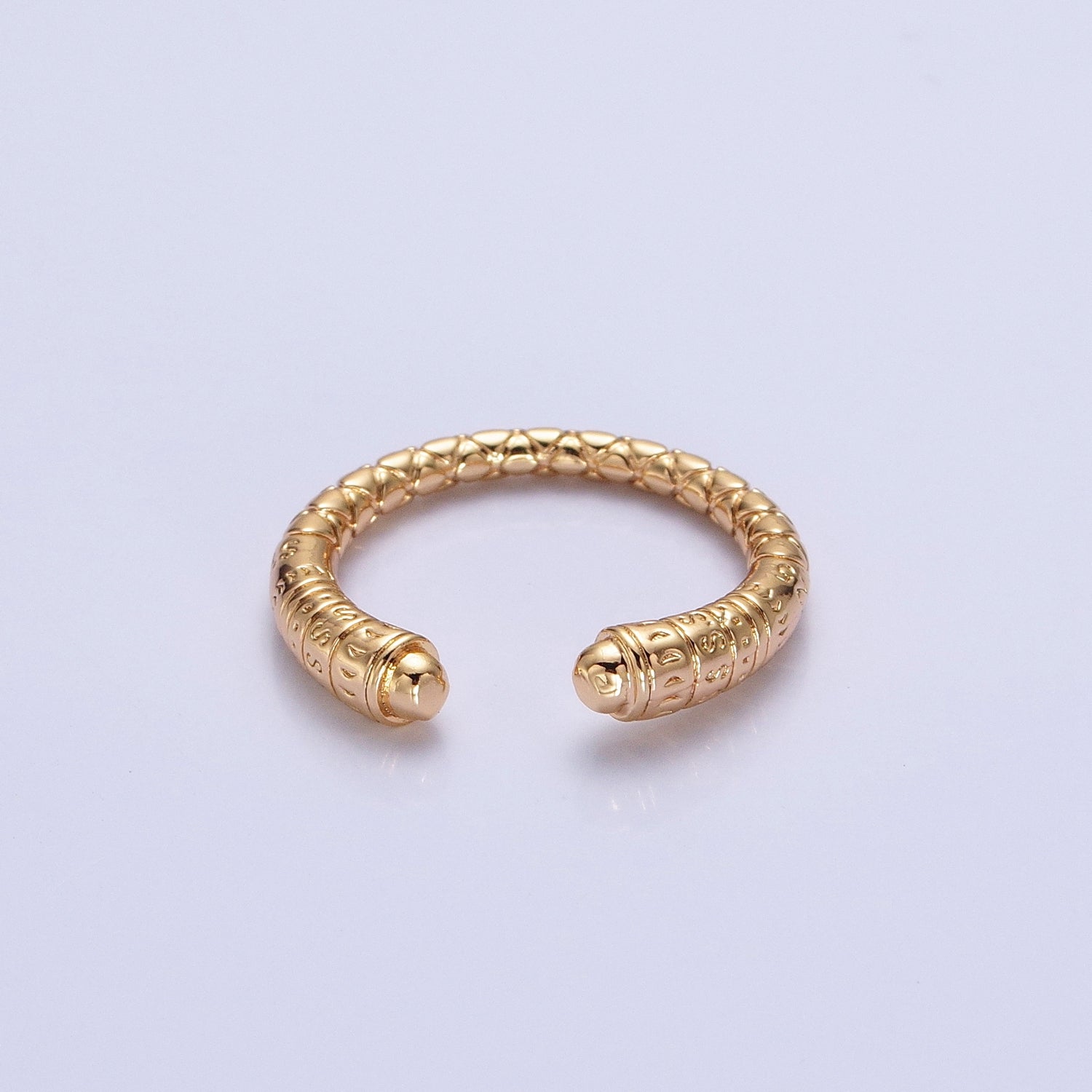16K Gold Filled Engraved S Crescent Moon Open Adjustable Ring  in Gold & Silver | AA1115 AA1116 - DLUXCA
