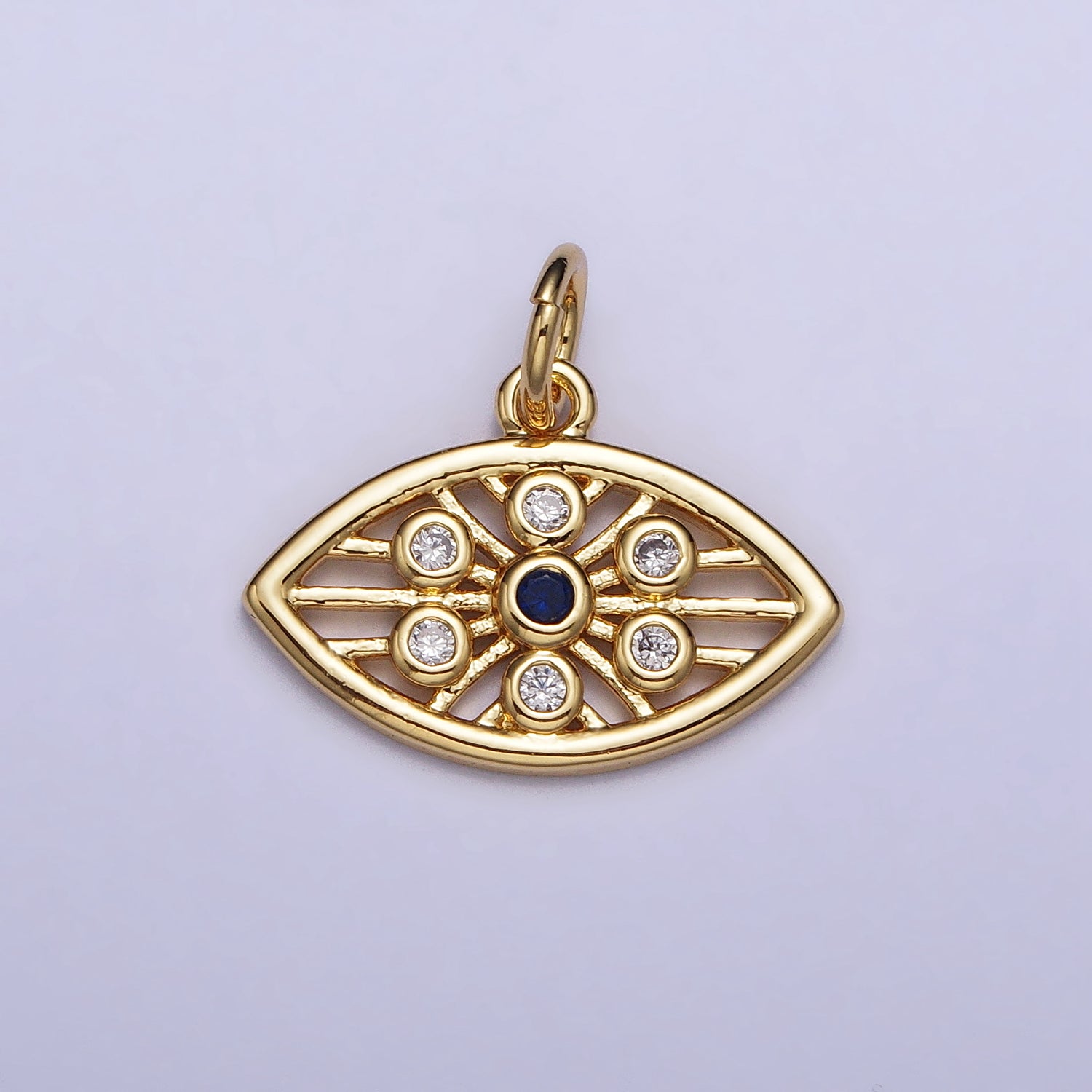 Gold, Silver Blue-Eyed Round CZ Evil Eye Add-On Protection Charm | AC1015 AC1016 - DLUXCA