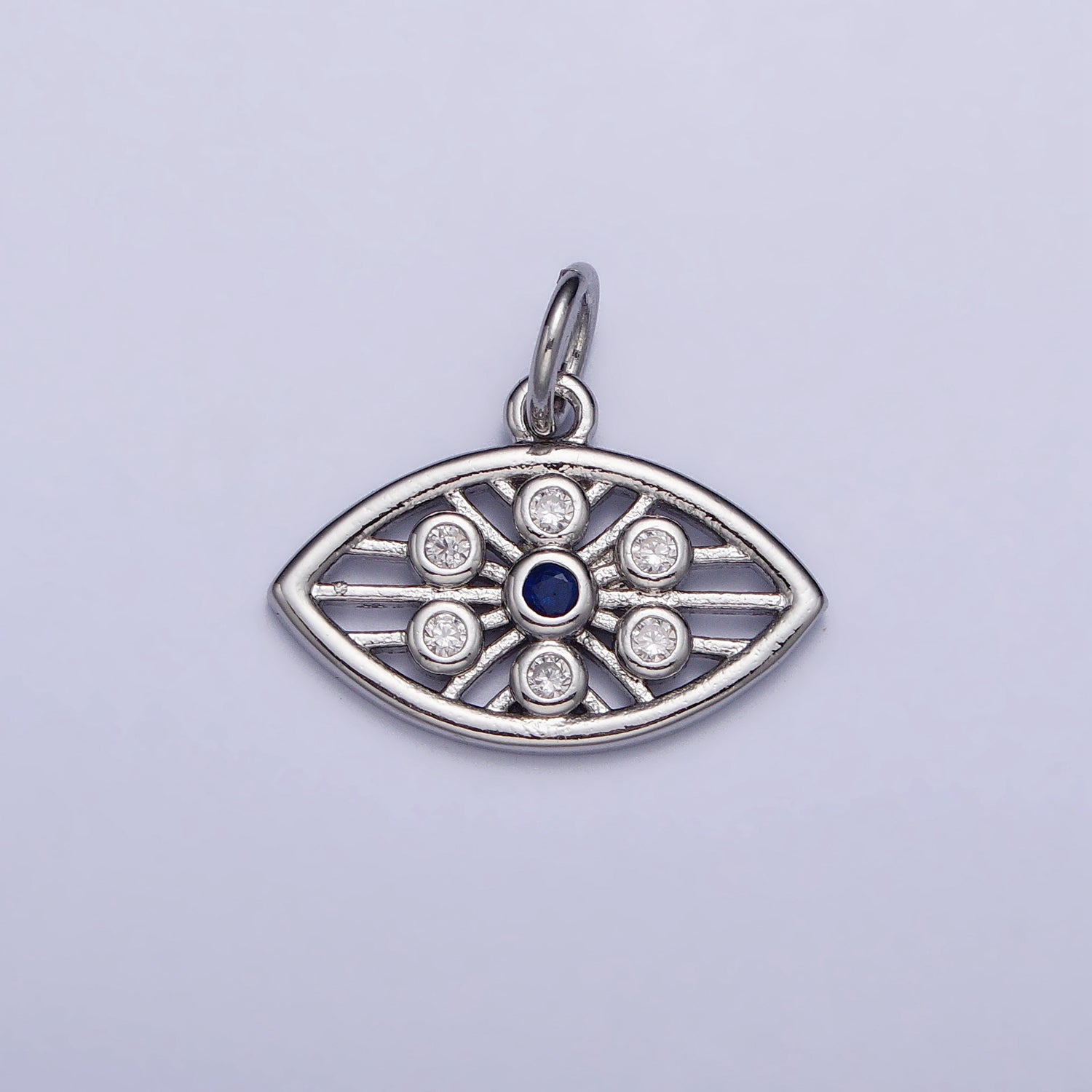 Gold, Silver Blue-Eyed Round CZ Evil Eye Add-On Protection Charm | AC1015 AC1016 - DLUXCA