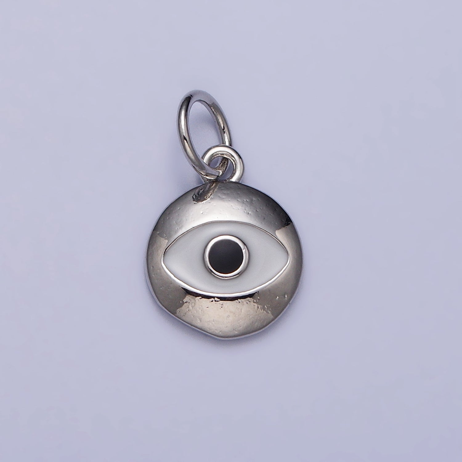 Gold, Silver Black-Eyed Enamel Evil Eye Round Charm | AC1017 AC1018 - DLUXCA