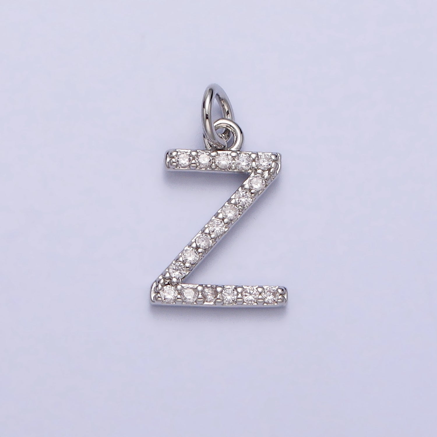 Clear Micro Paved CZ Initial Alphabet Letter Silver Personalized Charm  | AC155 - AC180 - DLUXCA