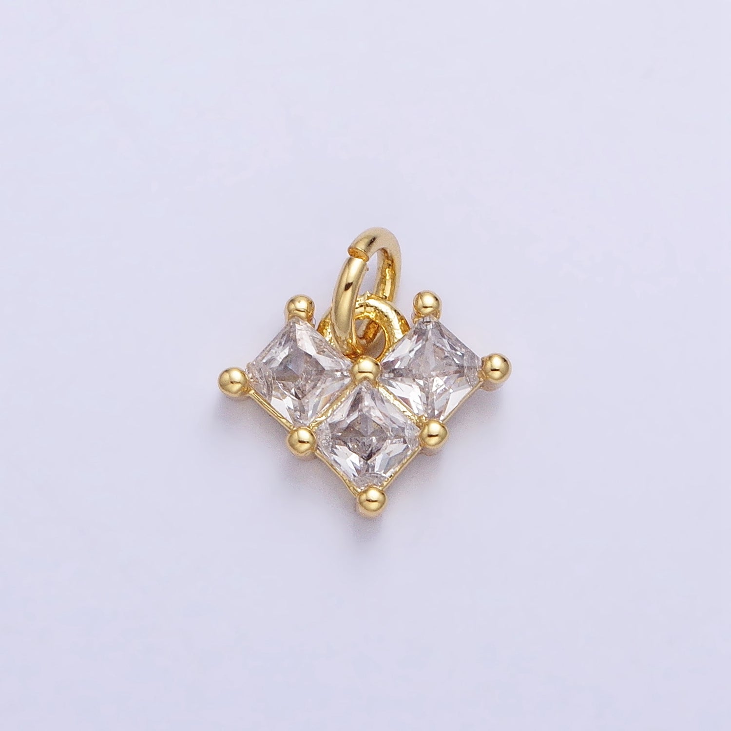 24K Gold Filled Clear, Pink Heart CZ Cubic Zirconia Add-On Charm | AC452 AC453 - DLUXCA