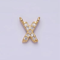 16K Gold Filled A-Z Initial Letter Micro Paved CZ Top Loop Personalized Connector | AD573 - AD597 - DLUXCA