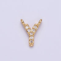 16K Gold Filled A-Z Initial Letter Micro Paved CZ Top Loop Personalized Connector | AD573 - AD597 - DLUXCA