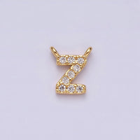 16K Gold Filled A-Z Initial Letter Micro Paved CZ Top Loop Personalized Connector | AD573 - AD597 - DLUXCA