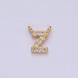 16K Gold Filled A-Z Initial Letter Micro Paved CZ Top Loop Personalized Connector | AD573 - AD597 - DLUXCA