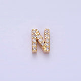 16K Gold Filled A-Z Initial Letters Clear Micro Paved CZ Personalized Bead | AD729 - AD754 - DLUXCA