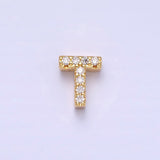 16K Gold Filled A-Z Initial Letters Clear Micro Paved CZ Personalized Bead | AD729 - AD754 - DLUXCA