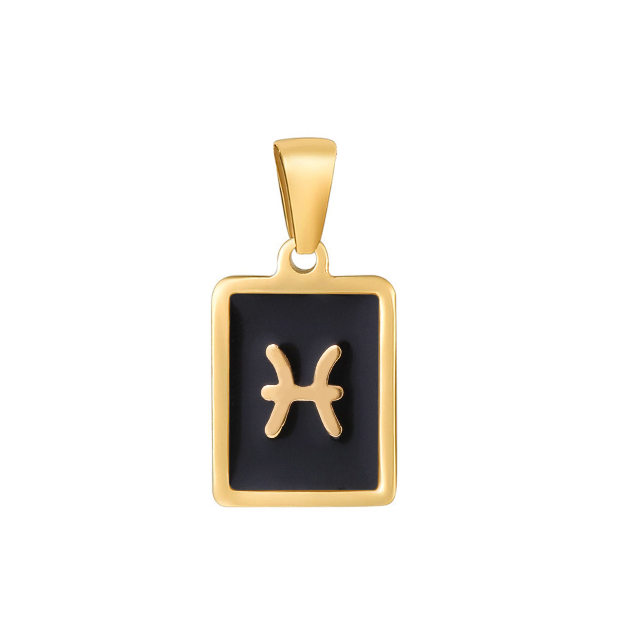Men 24K Gold Filled Zodiac Sign Tag Astrology Horoscope Stainless Steel Pendants Unisex Jewelry | B-1110-B-1121 - DLUXCA