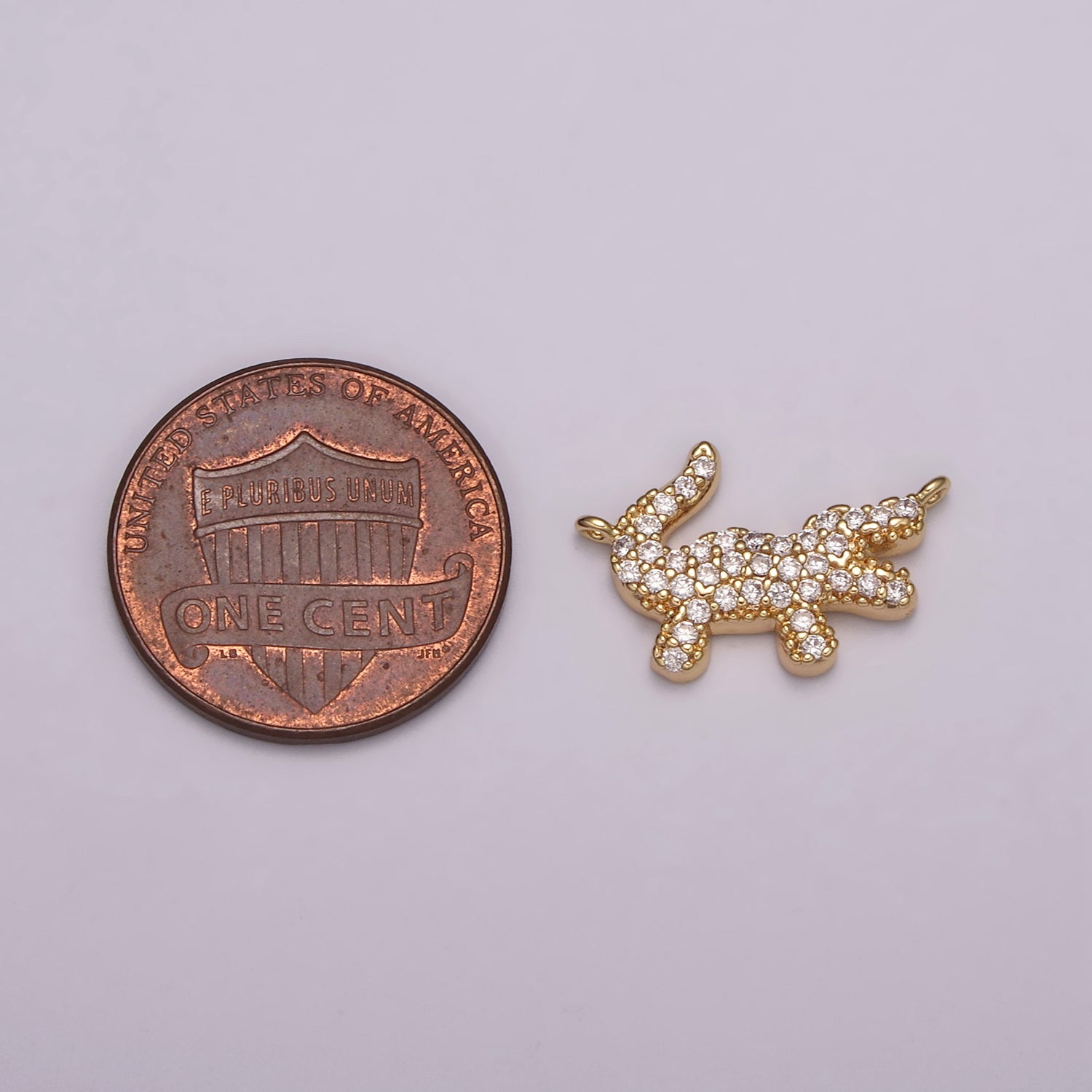 Mini Gold Alligator Charm Connector Tiny 18k Gold Filled Charm, Micro Pave Animal link connector for bracelet necklace - DLUXCA