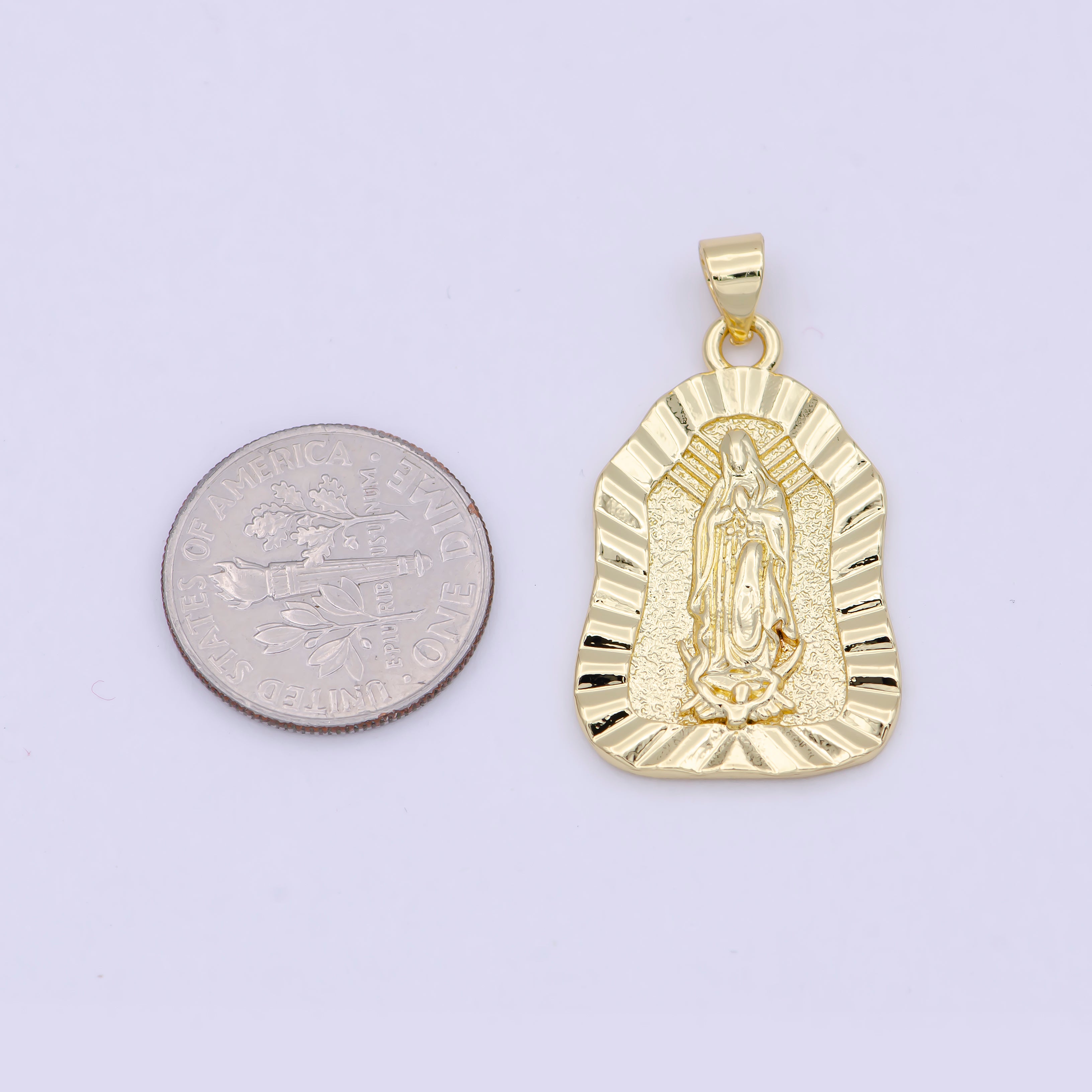 Dainty Gold Lady Guadalupe Charm Virgin Mary Pendant N-624 - DLUXCA