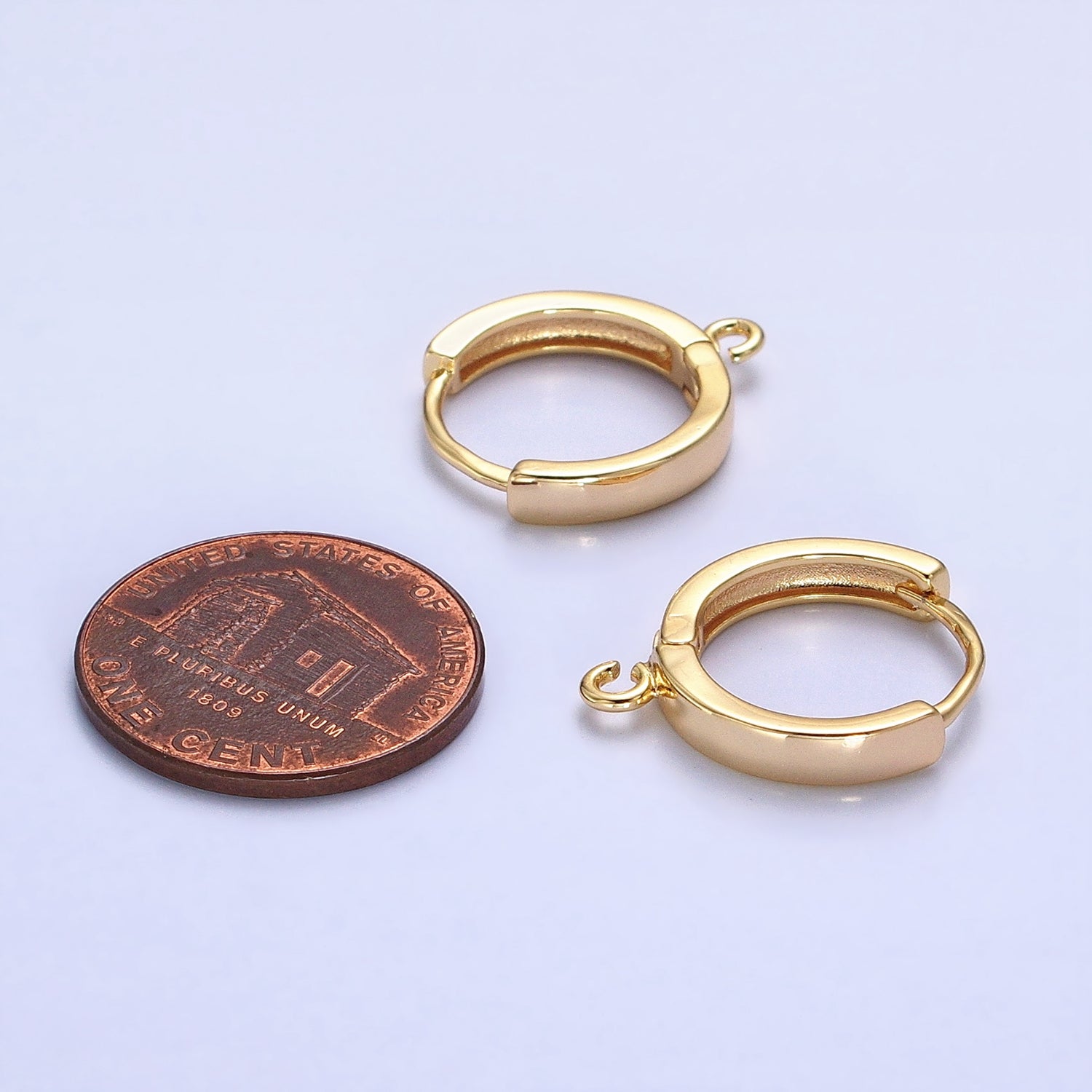 16K Gold Filled 15.5mm Huggie Open Loop Earrings Supply in Silver & Gold | Z335 - DLUXCA