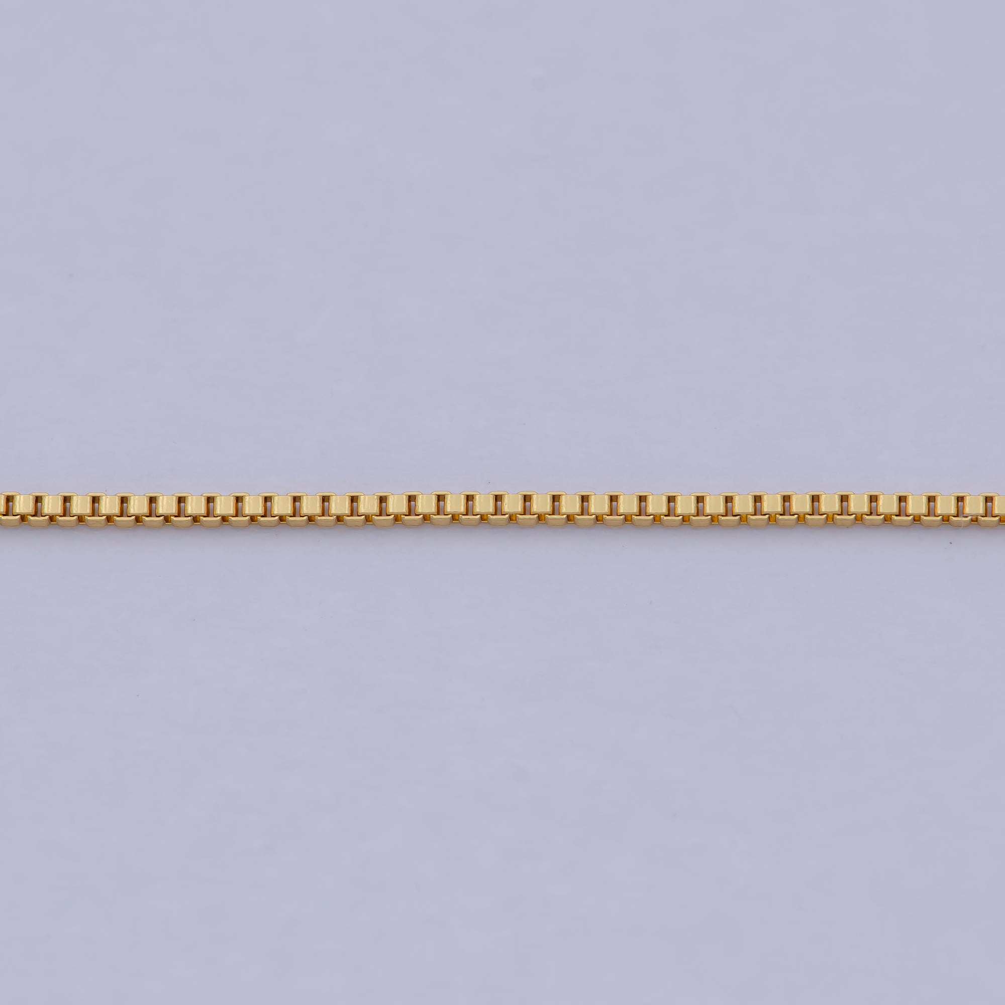 15.5" Box Chain Necklace, Dainty 24K Gold Plated 0.7mm Layering Finished Chain WA-503 - DLUXCA