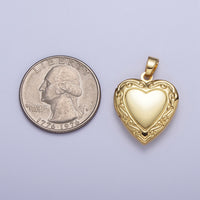 Gold Engraved Decorative Cravings Heart Love Locket Pendant For Valentines Romantic Jewelry | X678 - DLUXCA