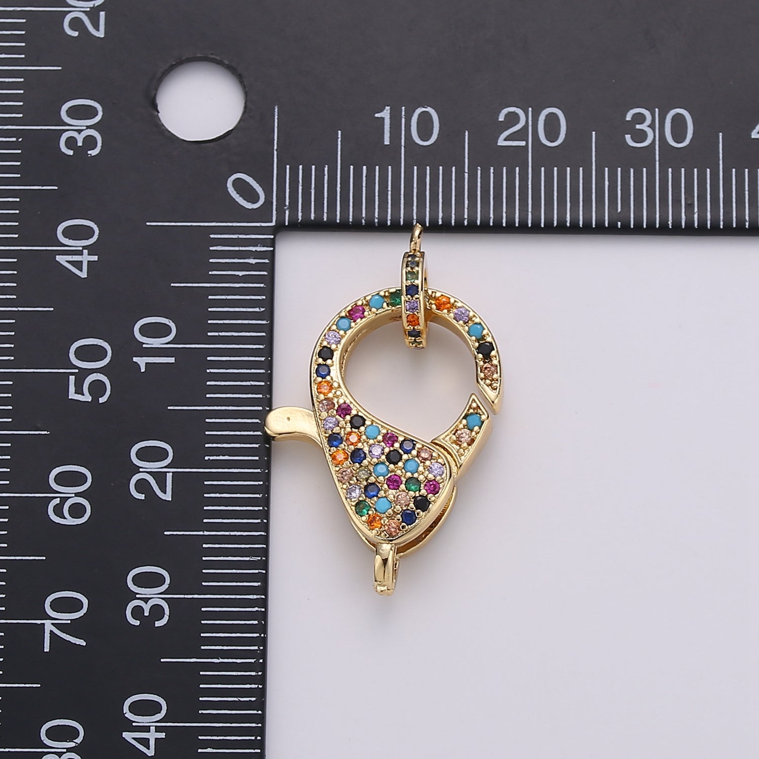 Cubic Zirconia Pave Crystal Gold Filled Lobster Clasp Connectors For DIY Necklace Bracelet Jewelry Making - K918-919 - DLUXCA