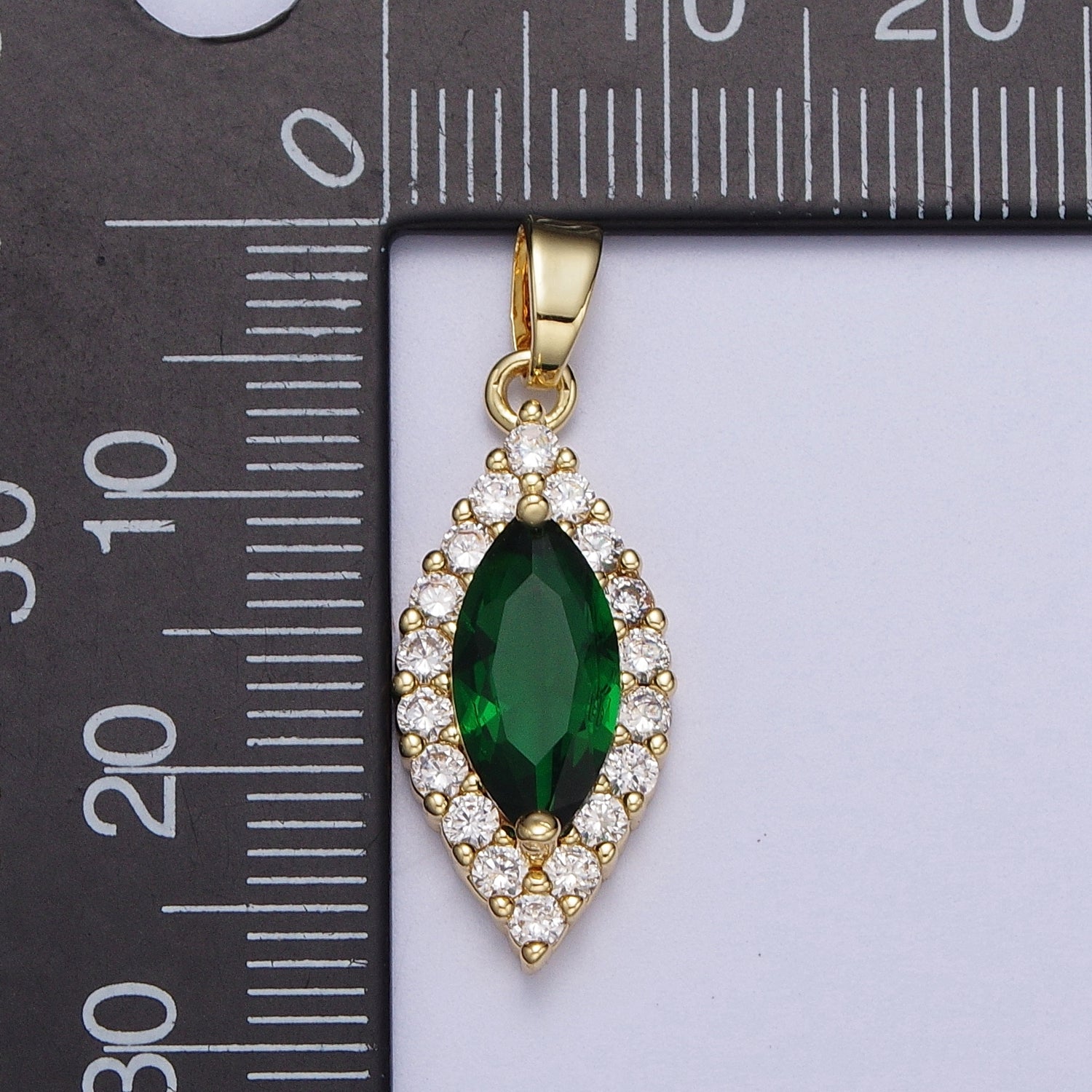 Clear, Yellow, Green, Red, Pink Marquise Eye Shape Pendant Diamond Pave Pendant | X342-X345 X672 - DLUXCA