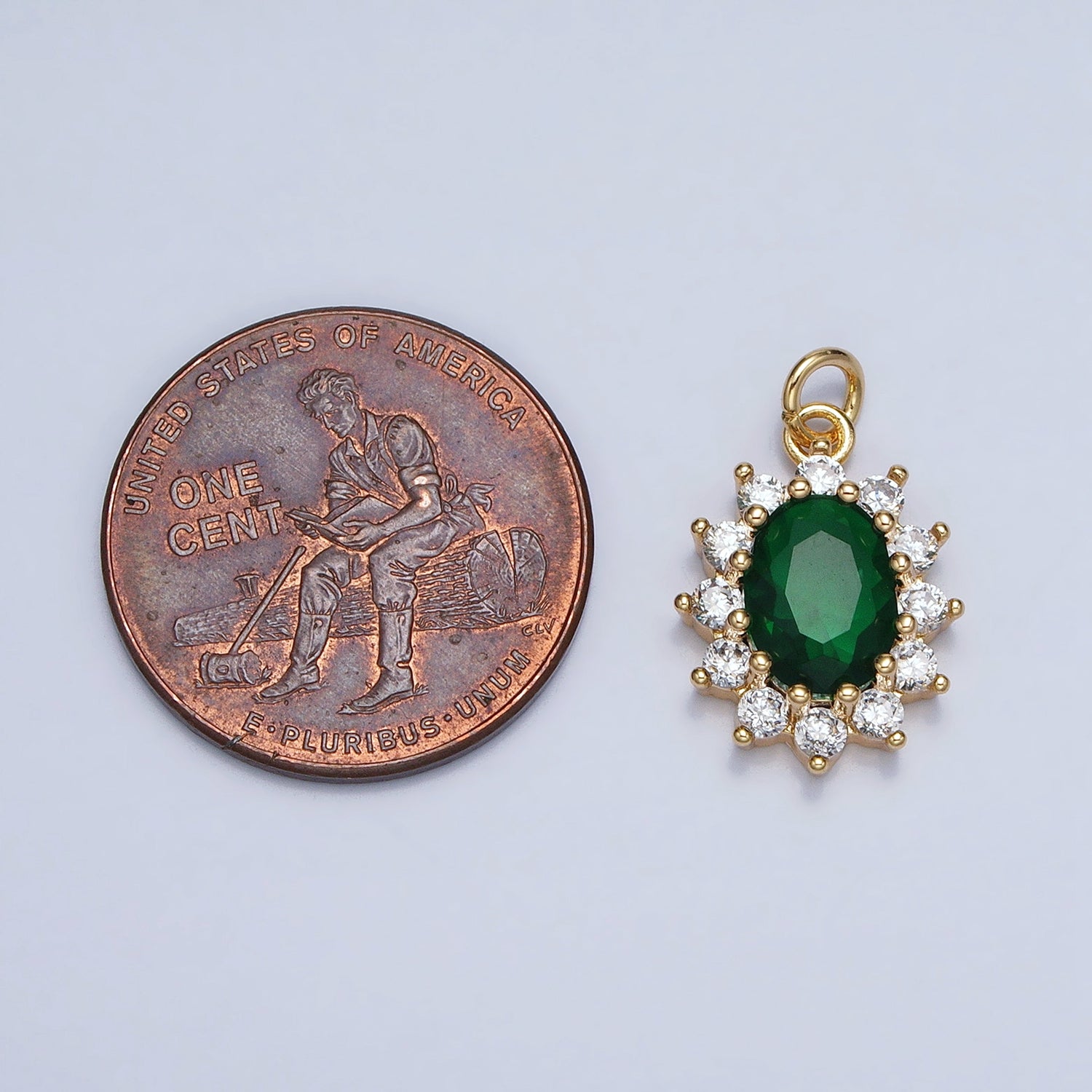 16K Gold Filled Emerald Green Oval Celestial Sun Star Add-On Charm in Gold & Silver | AC962 AC963 - DLUXCA