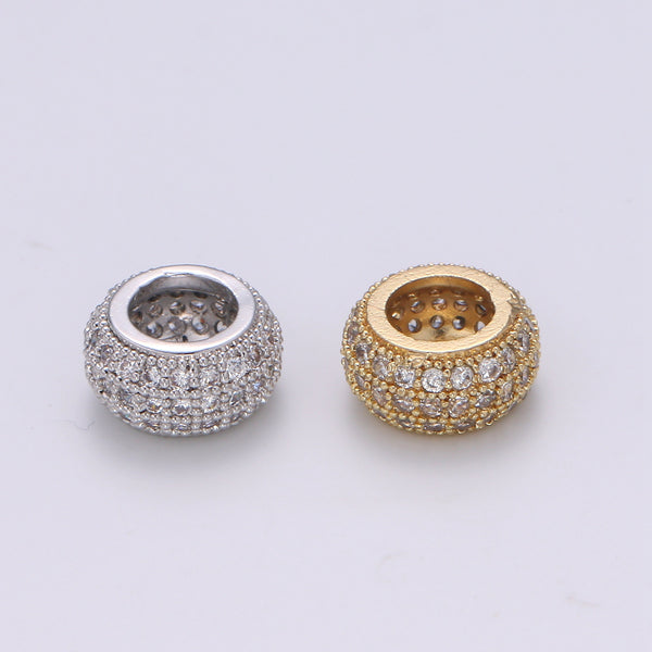 Tiny Gold/Silver Crystal Round Ring Supplies CZ Mini Geometric Micro Pave Jewelry Supply Component - DLUXCA