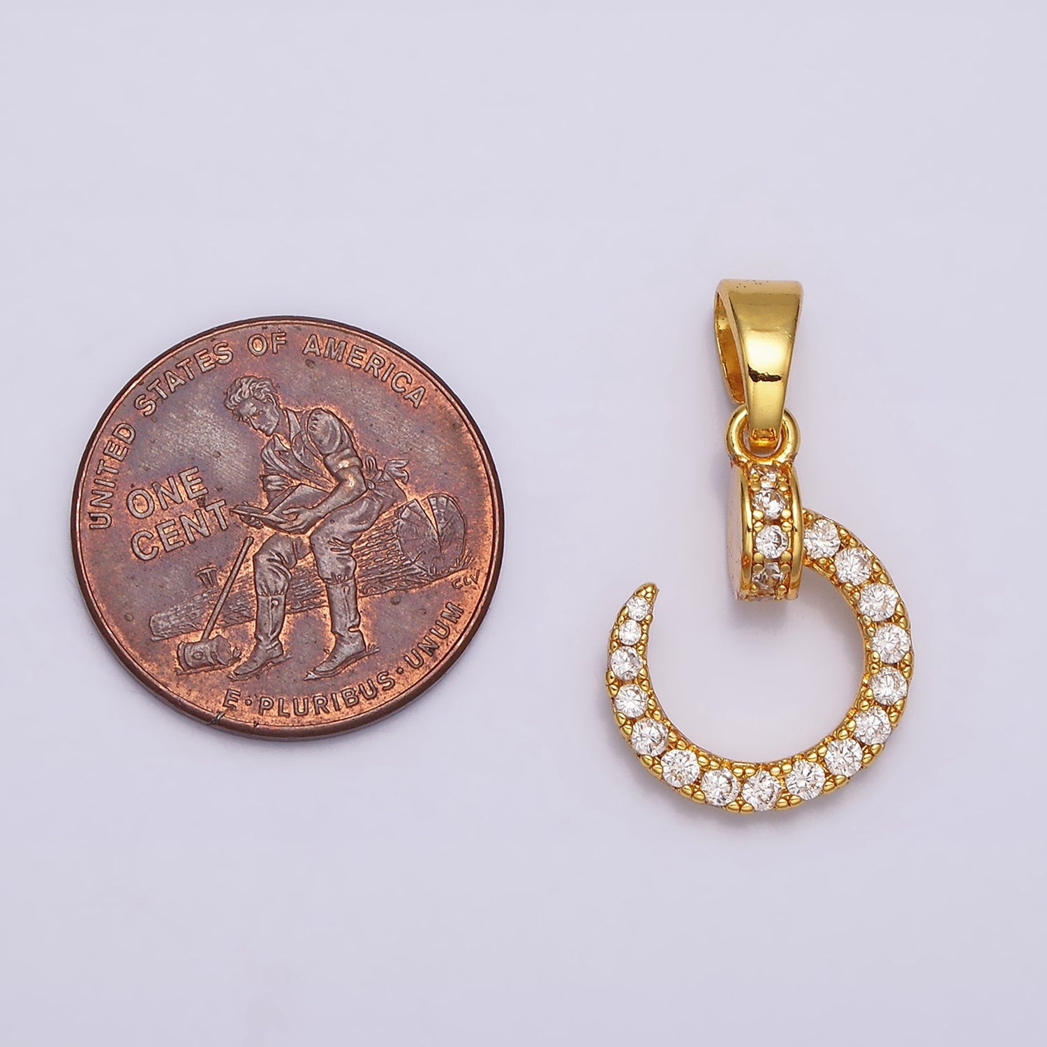 24K Gold Filled Spiral Nail Micro Paved CZ Pendant in Gold & Silver | AA475 AA476 - DLUXCA