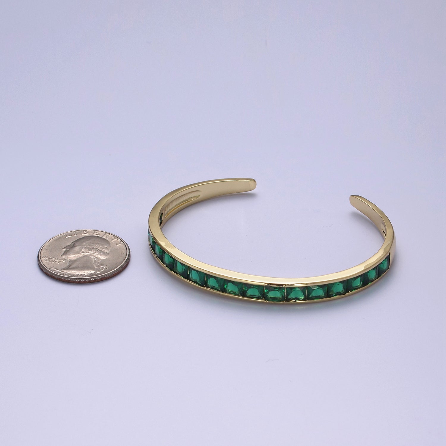 1x Clear, Purple, Green, Pink Open Cuff Bracelet - Cz bangle gold bangle Adjustable Bracelet WA-701 - DLUXCA
