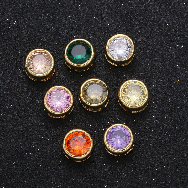 Tiny Crystal Marble Gold Plated Round Supplies CZ Mini Geometric Dainty Jewelry Supply Components - DLUXCA