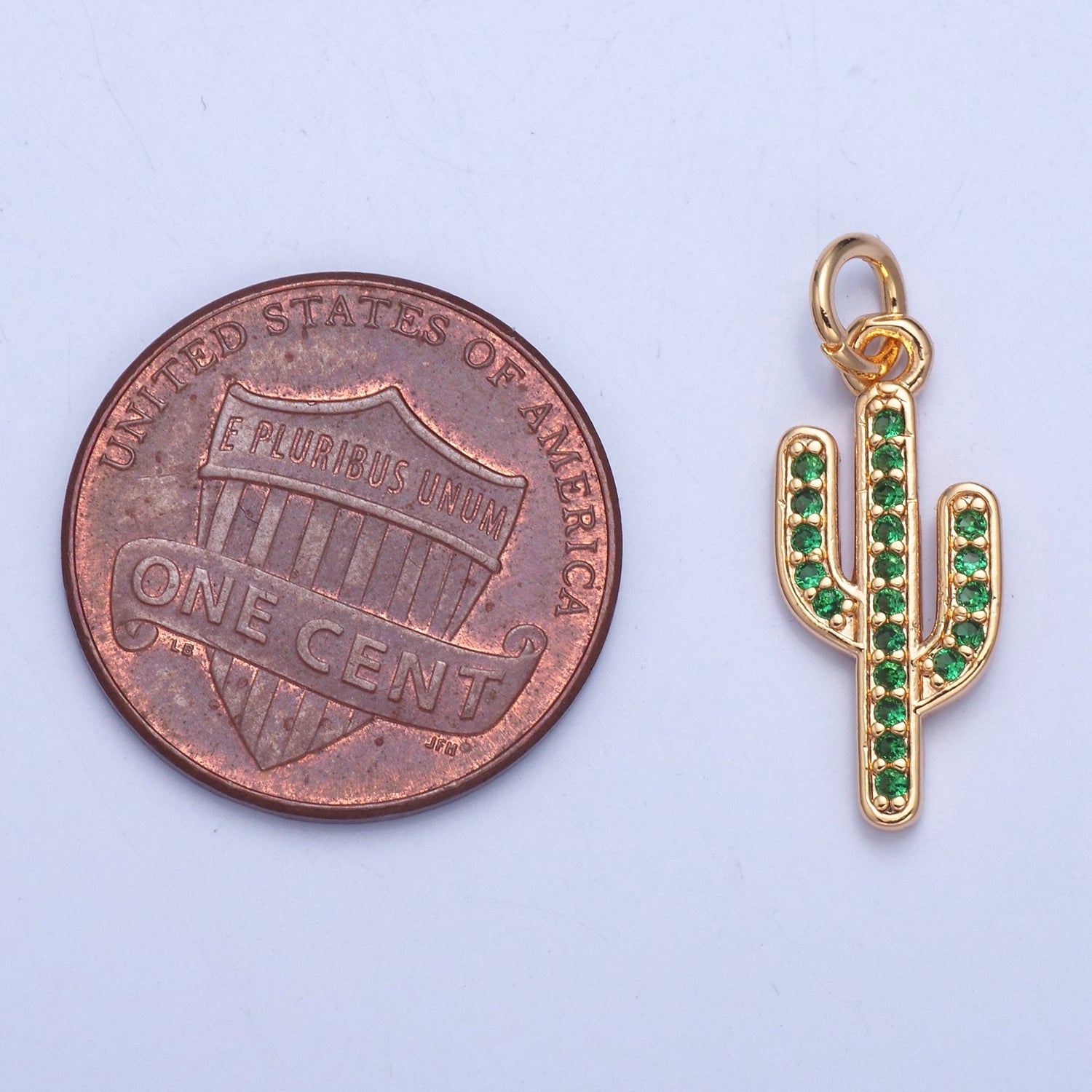 Clear/Green Micro Pave Cactus Charm, Desert Plant For Jewelry Making X036 X037 - DLUXCA